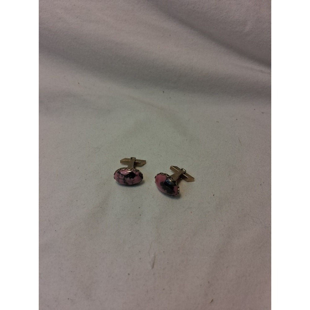 Vtg. Rhodonite Cuff Links - Picture 5 of 5